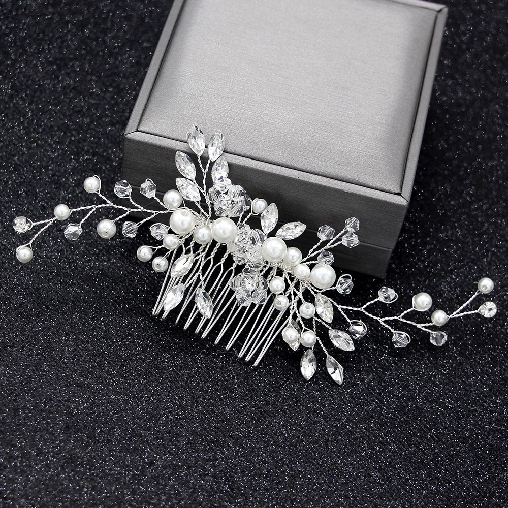 Peines para el pelo de la boda para la novia Cristal Diamantes de imitación perlas mujeres horquillas novia tocado accesorios de la joyería del pelo