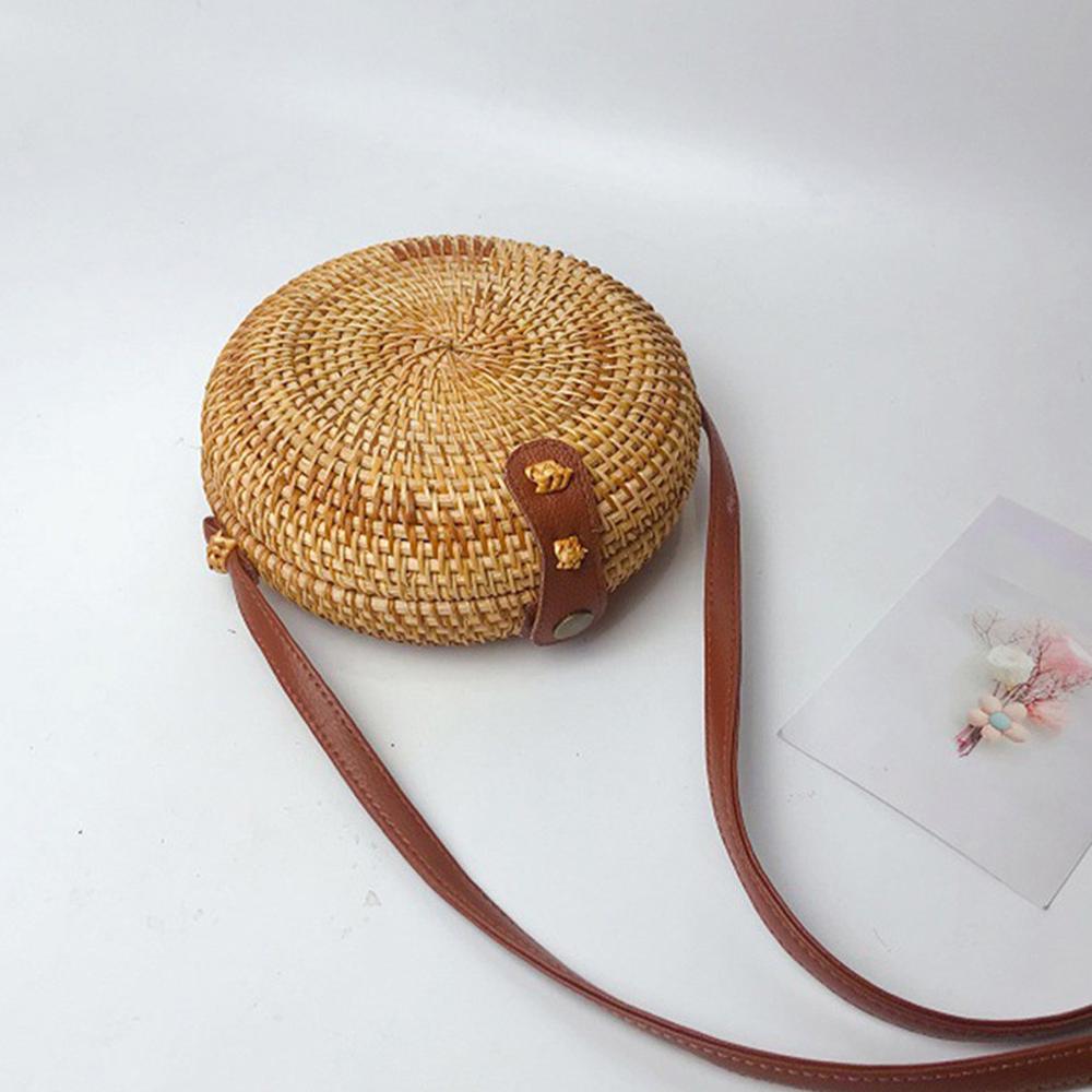 Women Vintage Beach Straw Bag Ladies Handmade Woven Rattan Messenger Handbag Summer Bali Bohemian Crossbody Shoulder Bags: E