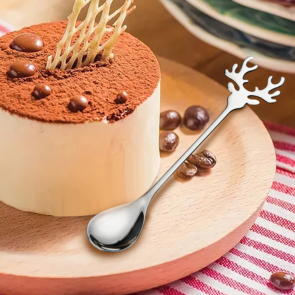Edelstahl Weihnachten Gold Elch Löffel Weihnachten Party Geschirr Ornamente Für Heimat Kaffee Tee Rühren Tisch Abendessen Besteck