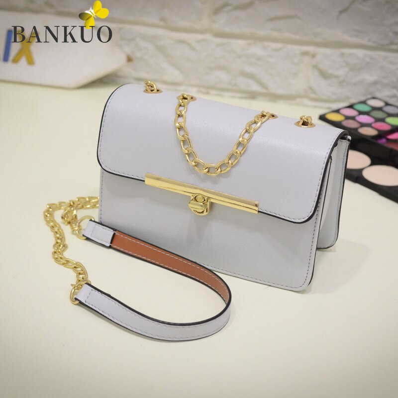 BANKUO Spring Ladies Casual Bag Leather PU Women Vintage Chains Shoulder Bag Girl Crossbody Bag Picnic Shopping Summer X41