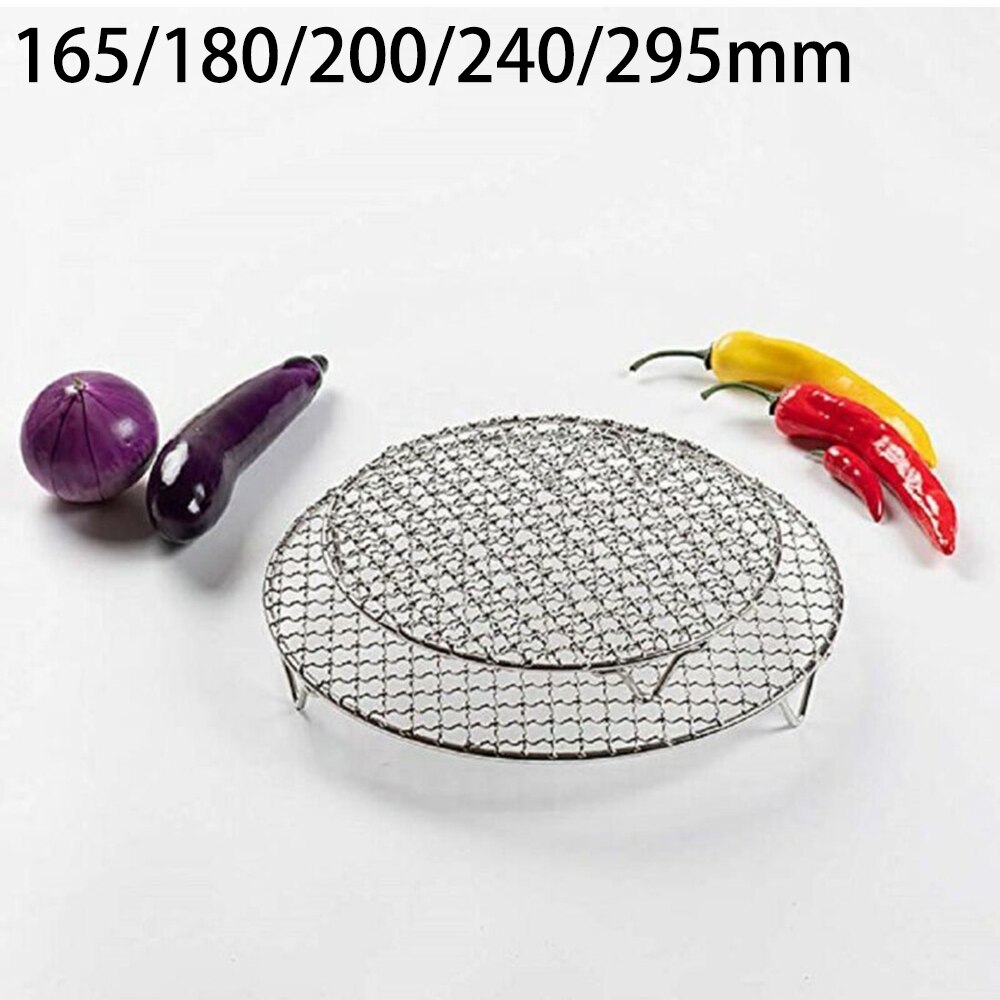 Rund grill bbq grill net masker stativer gitter rund rist dampnet 304 rustfri ståltråd ovn grillplade