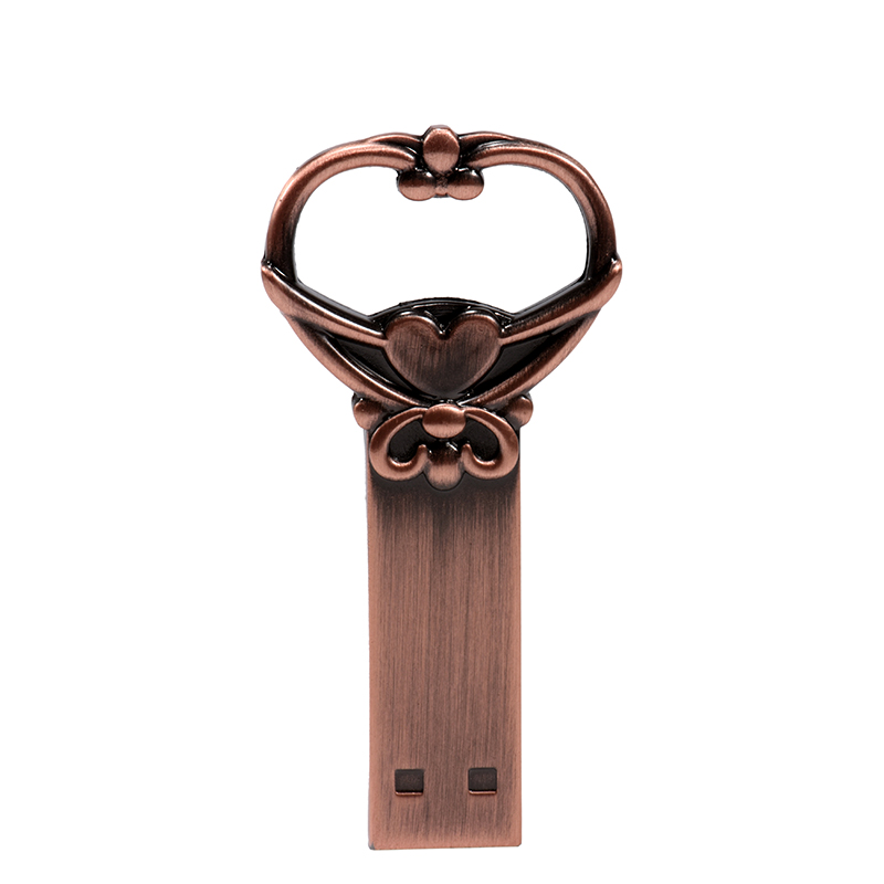 Metal Heart Shaped Key USB 2.0 High-speed Flash Drive 64GB Copper Love Pen Drive 32GB Memory Stick Business U Disk: WHITE / 8GB