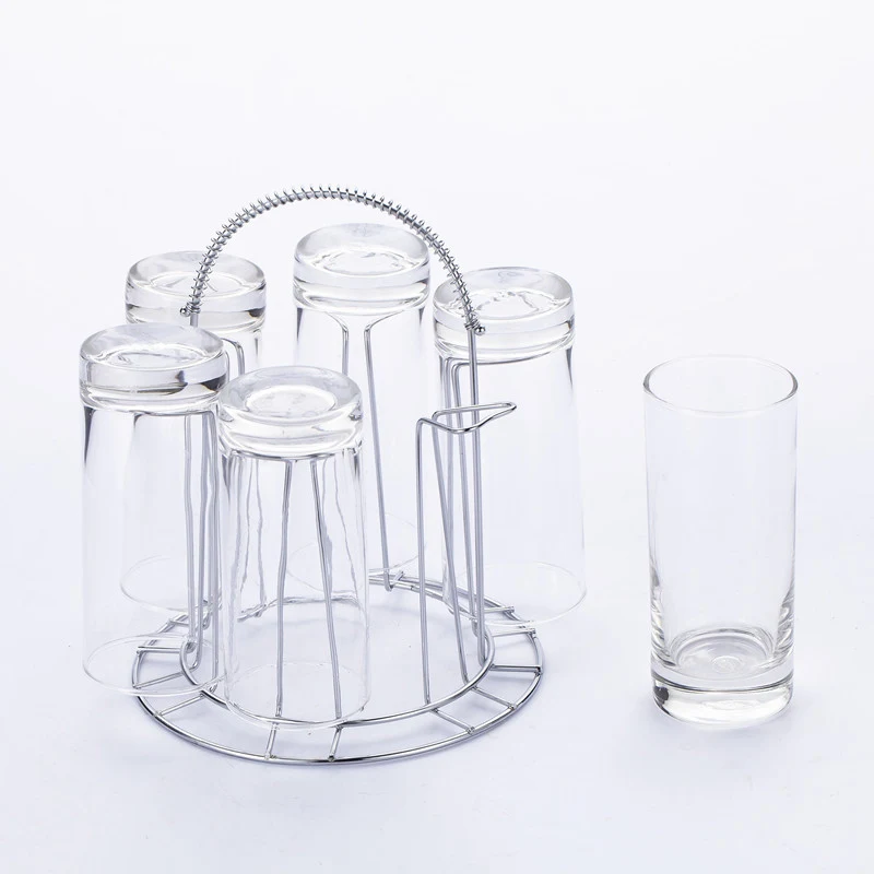 Rustfrit stål 6 kopper krus glas stativ holder tørring hylde hjem køkken hængende afløb opbevaring rack tilbehør