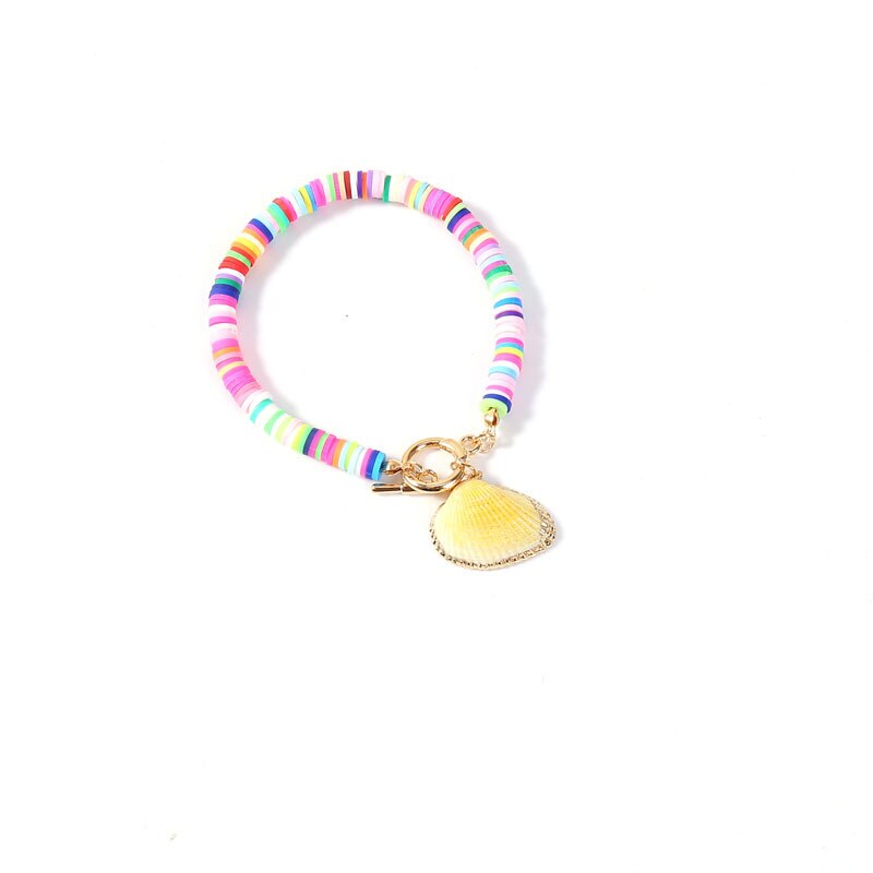 18cm Bohemia Colorful Shell Bracelet for Women Clay Bracelet Alloy OT Buckle Summer Beach Jewelry