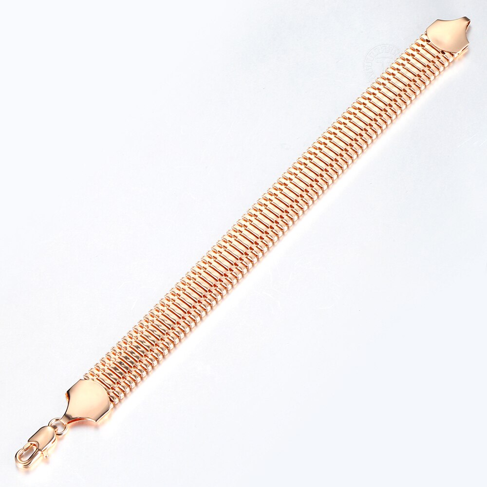 14mm 585 rosa ouro bangle para meninas feminino espinha de peixe cobra flexível corrente pulseira jóias aniversário festa presentes natal cb31