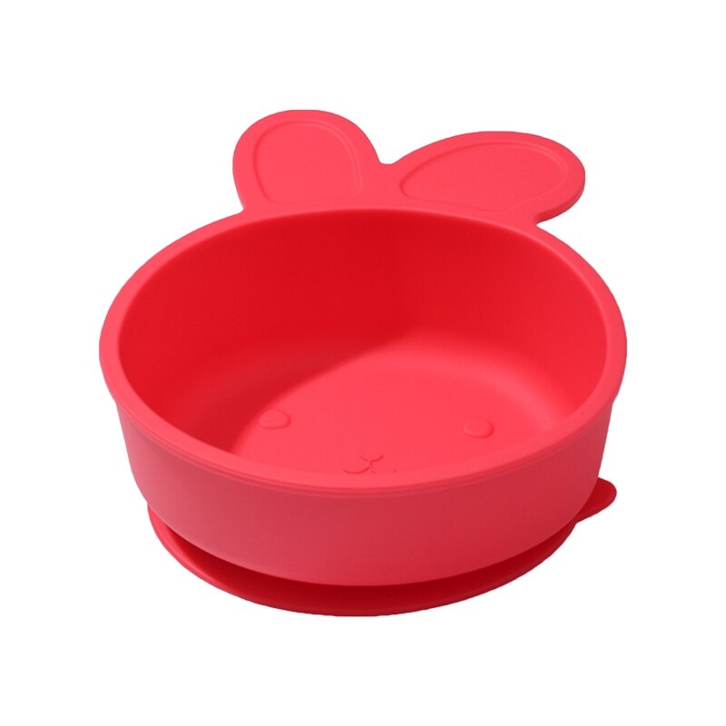 Baby Silicone Fish Tortoise Rabbite Shape Divided Suction Silicone Plate Bowl Suction Tray Antislip Kids Food Feeding Bowl: 45-Red