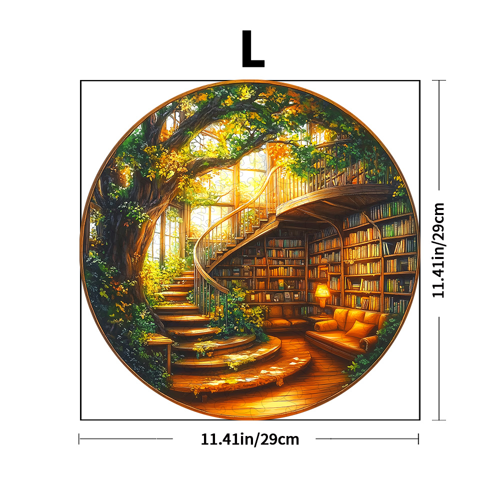 Fantasy Tree Series - Library - Wooden Puzzles Graduation or Birthday Home Decoration - Adult Puzzles: black
