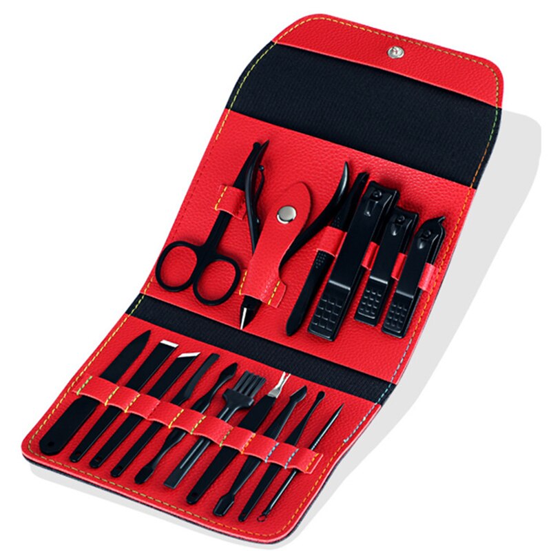 16Pcs/set Nail Cutter Nail Clipper Set Folding Bag Stainless Steel Cutter Tool Finger Nail Clipper Kit Scissors Nail Trimmer Set