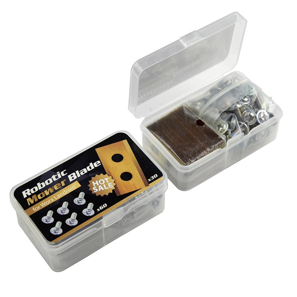 30 Pcs Robot Mower Replacement Blade With 2 Holes And 60 Screw Anti-rust Durable Mower Cutter For Worx Landroid Garden Tools