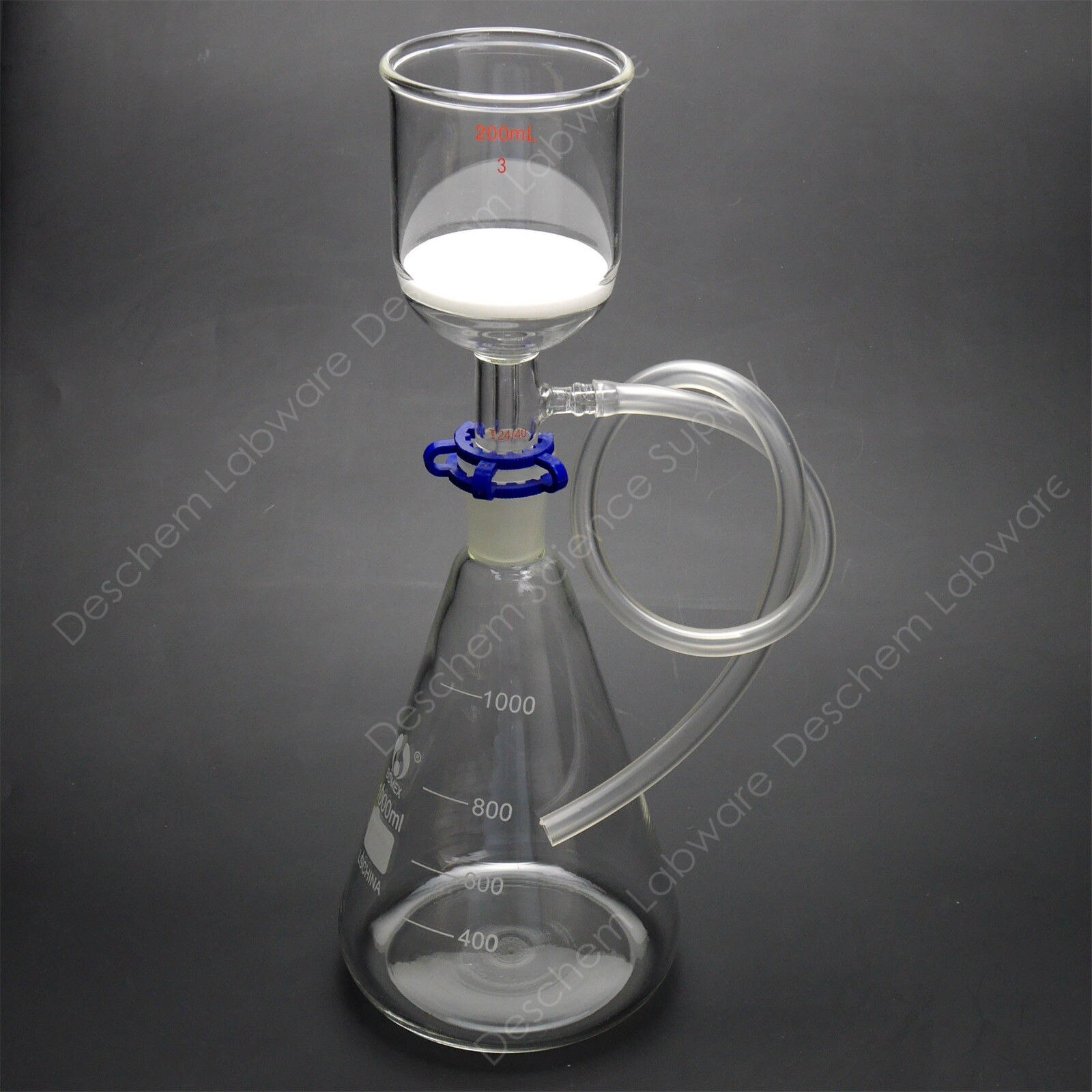 1000ml,Lab Suction Filtration Device,200ml Buchner Funnel,1Lit Erlenmeyer Flask