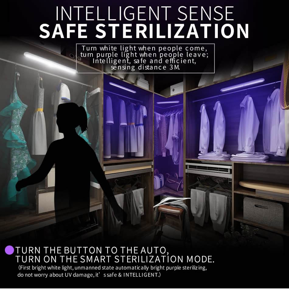 oakmoss UVC LED Ultraviolet Sterilizer with Infrared Induction for Wardrobe Wine Cabinet Kitchen Cabinet