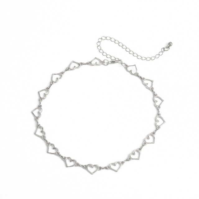 Kpop Vintage Harajuku Goth catene a cuore in metallo girocollo collane Grunge per donna Egirl Cosplay accessori estetici gioielli: N