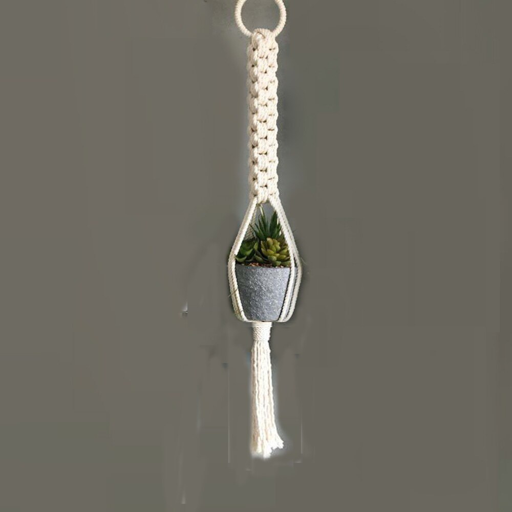 Colgador de planta hecha a mano, macramé, bandeja