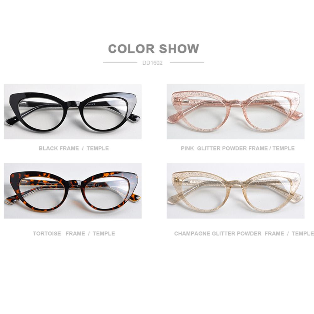 Cat eye  tr90 damesbrilmontuur met multicolor glazen op sterkte, monturen met veerscharnier, damesbril met heldere glazen  dd1602