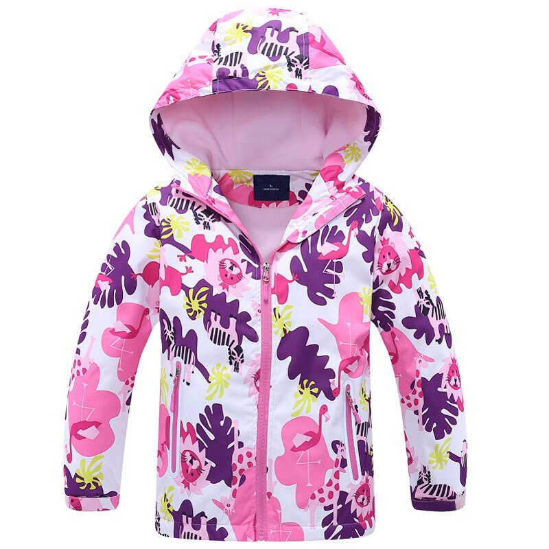 Forårsjakke til piger børneblomst fleecetøj pigefrakke vindjakke overtøj børn polar fleece vindtæt 3-12t: Hvid