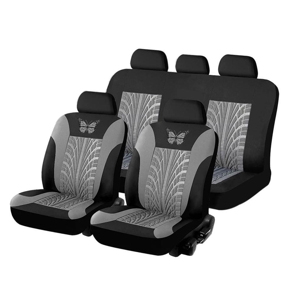 Brand Embroidery Car Seat Covers Set Universal Fit Most Cars Covers with Tire Track Detail Styling Car Seat Protector Car Seat: A