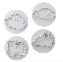 4 unids/set coche camión de plástico émbolos para cortar galletas molde de estampado pastel herramienta Fondant molde: Default Title