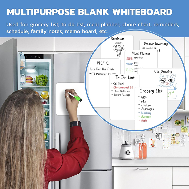 Magnetisch whiteboard, droog uitwisbaar bordblad voor koelkast, koelkaststicker 11,8 "x 8,2" organisator en planner
