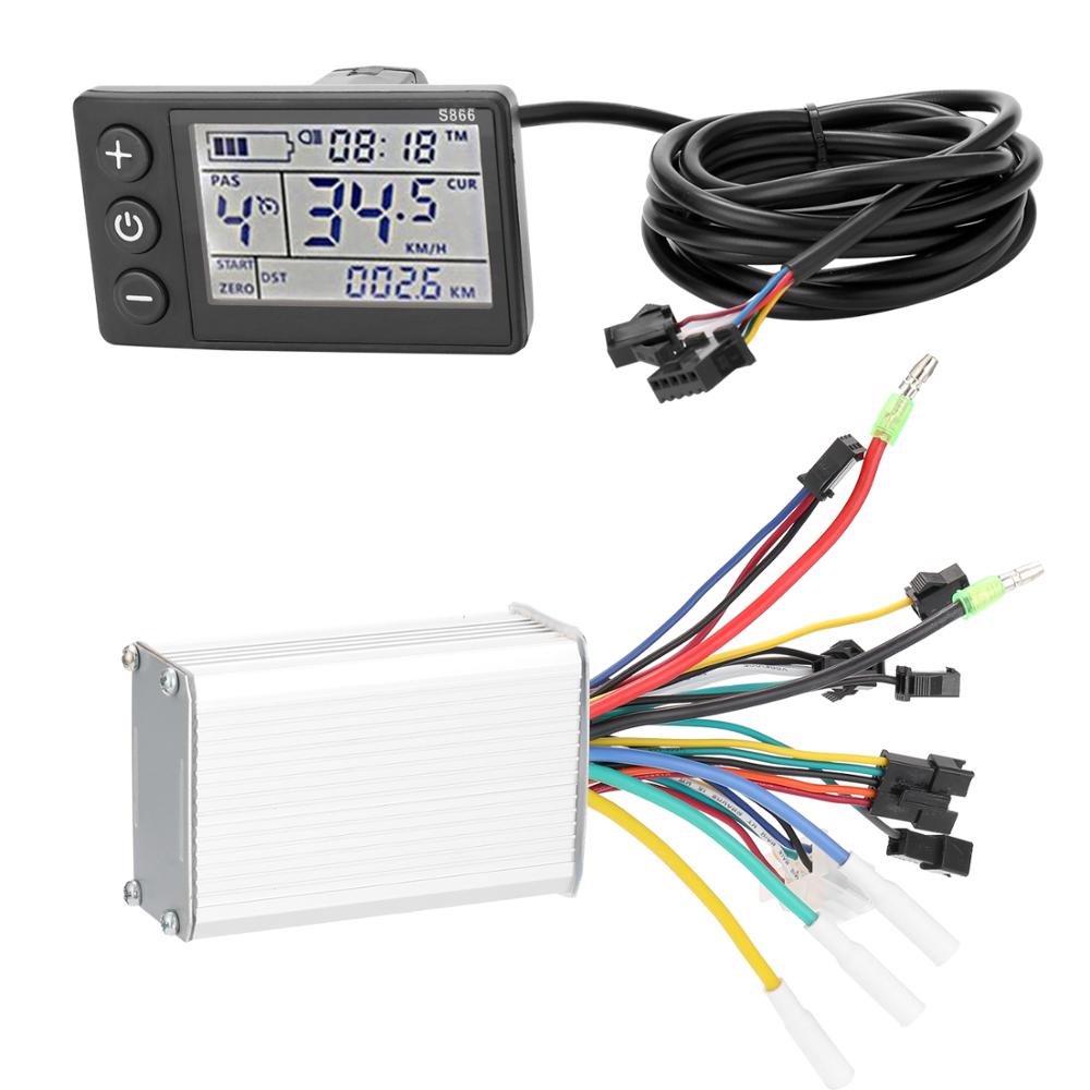 Electric Bike Controller 24V/36V/48V 250W/350W Brushless Controller with LCD Display Panel for Electric Bicycle e-bike scooter