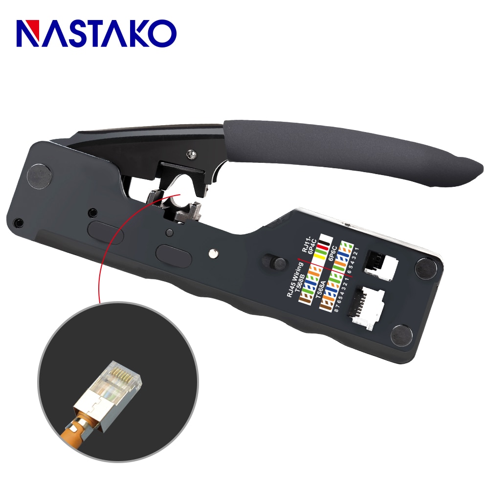 Rj45 crimper  rj45 crimp værktøj kat 7 kat 6a stik netværksværktøj tang til kat 7 kat 6 kat 5 rj11 crimps metal clip modulært stik
