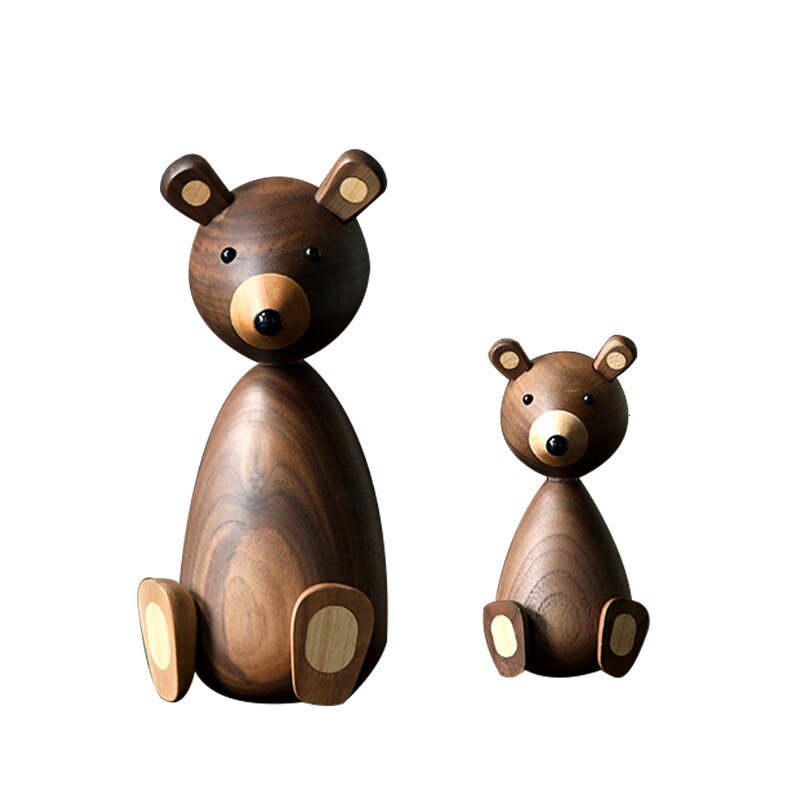 Russia Little Bear Wood Ornaments For Decor Squirrel For Furniture Wood Crafts Small Wood Bear Toy Ornament Home