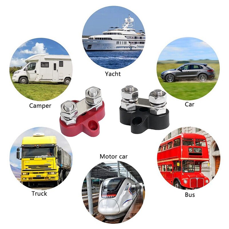 2 Pcs 48V DC Max M6 Battery Power Distribution Terminal Busbar Stud Junction Post Set