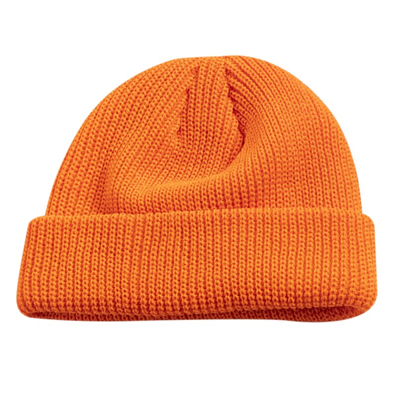 Bonnet tricoté pour hommes et femmes, chapeau pour l'hiver, rétro, Baggy, Melon, Docker, T8: Orange
