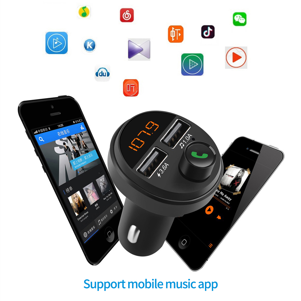 Langaton handsfree auto bluetooth 5.0 kit fm lähetin auto  mp3 pelaaja 3.6a nopea lataus dual usb laturi tuki tf -kortti  z2