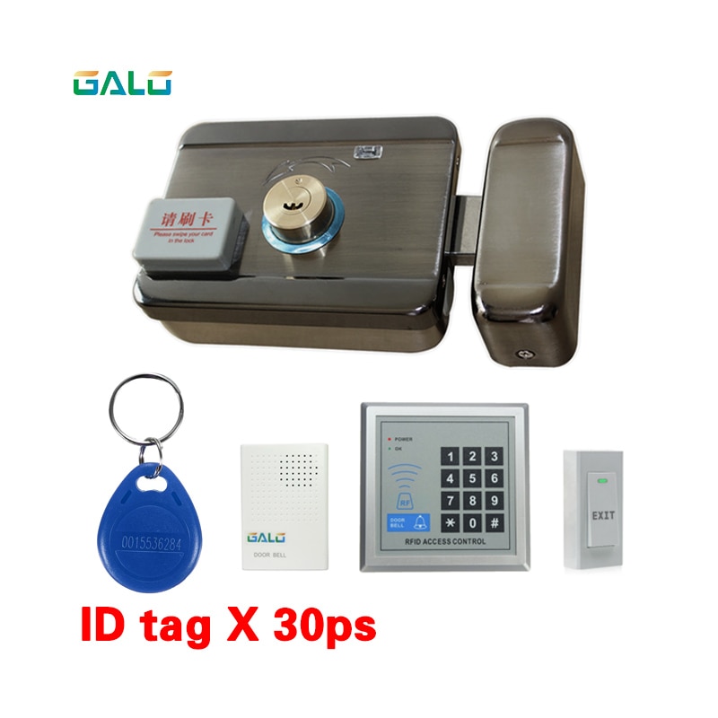 Familie Volledige kit set Security Elektronische 125 khz RFID Gate Deurslot Toegangscontrole Systeem met deurbel exit switch toetsenbord