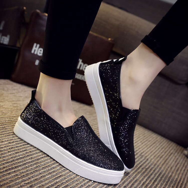 women's shoes muffins with thick-soled feet casual shoes a pedal flash sequins canvas shoes A157