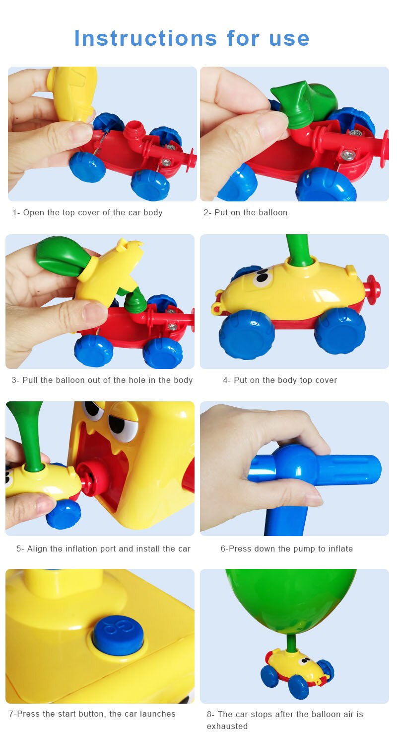 Inertie Ballon Launcher En Aangedreven Auto Set Voor Kids Experiment Craft Speelgoed Willekeurige Kleur Voertuigen Aanwezig