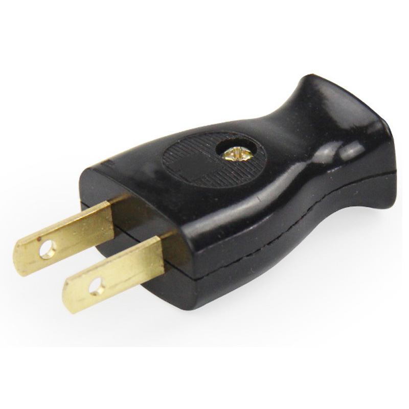 Prise de câble remplaçable en bakélite américaine, noir, jaune, bleu, rouge, blanc, 2 pôles, 15A, femelle, mâle, prise de fil américain, multiprise japonaise: Black