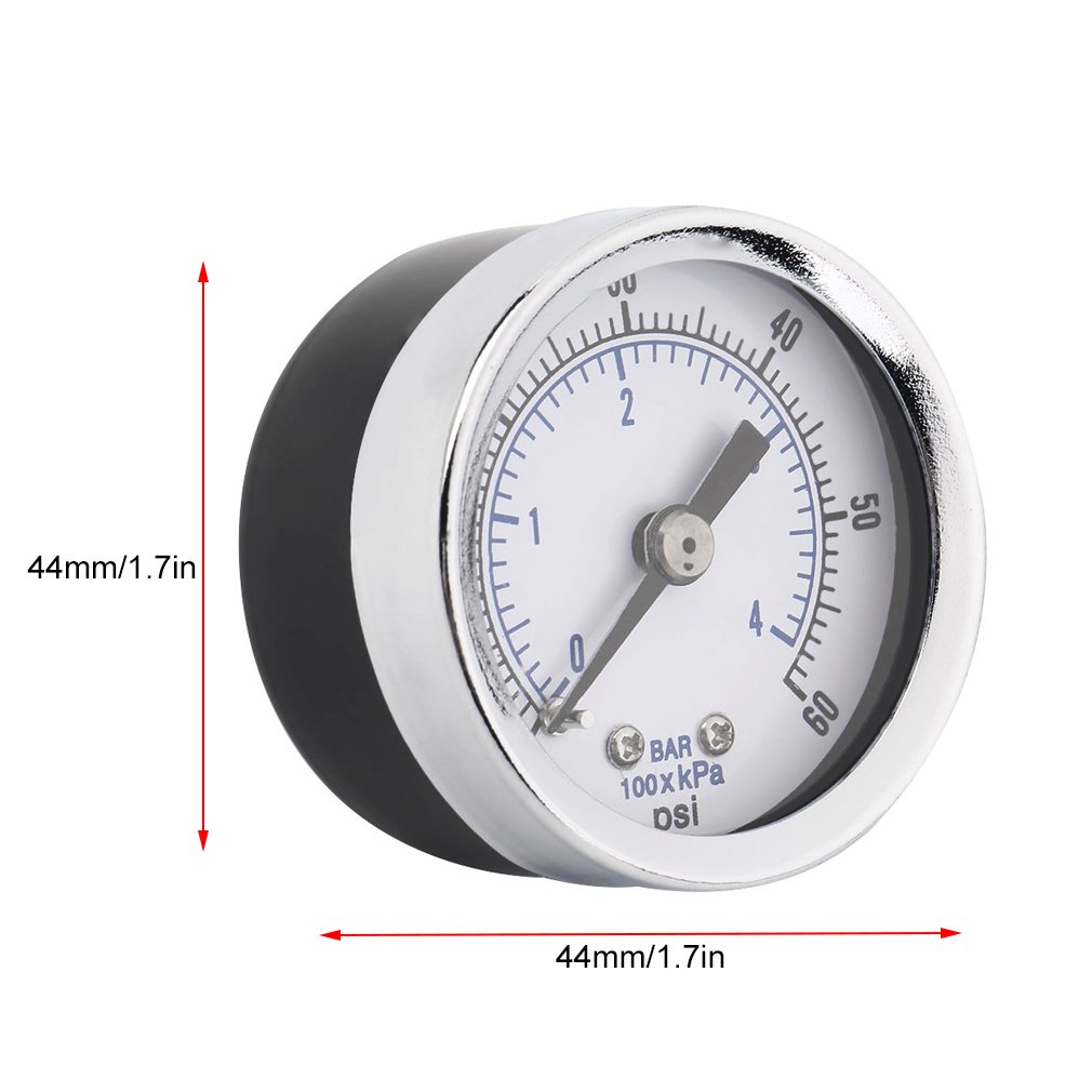 1/8" NPT Threads Mini Pressure Gauge Air Compressor Hydraulic Gauge Manometer Pressure Tester 0-60PSI Back Mount 1.5" Dial Plate