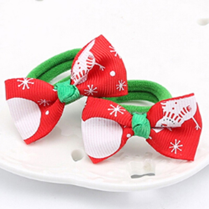 Christmas Hair Rope Tree Santa Bell Snowman Kids Elastic Hair Band Lovely Girls Hair Accessories