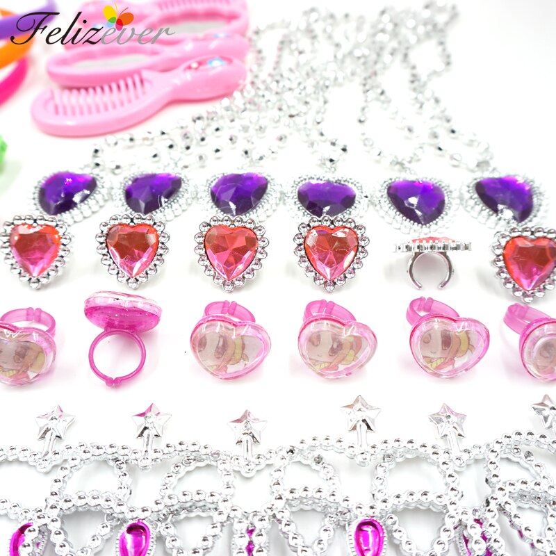 72PCS Princess Pretend Play Set Kids Themed Party Dress-up Costume Jewelry for Girl's Birthday Party Favors Party Supplies