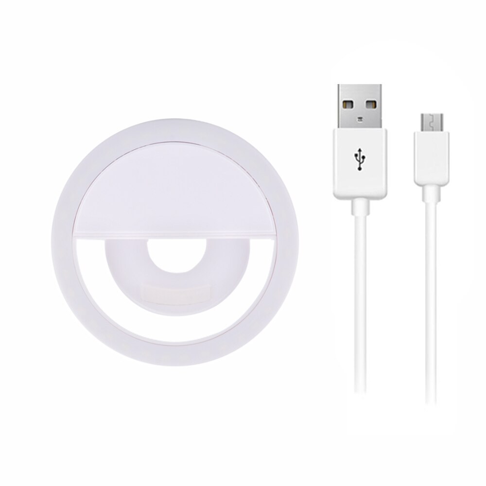 Universal Selfie Lamp Mobile Phone Lens Portable Flash Ring 36 LEDS Luminous Ring Clip Light For iPhone 8 7 6 Plus Samsung: White