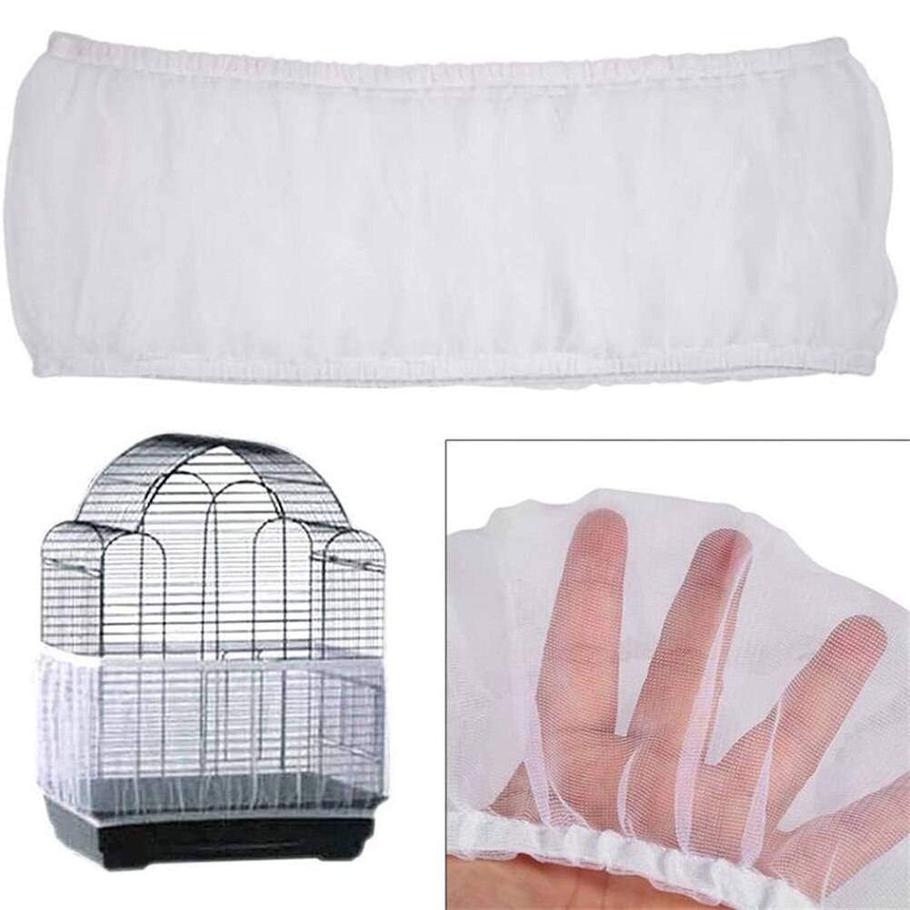 Universele Mesh Vogel Envelop Stretchy Sheer Zaad Voedsel Catcher Voorkomen Dust Guard Papegaai Vogelkooi Netto Cover