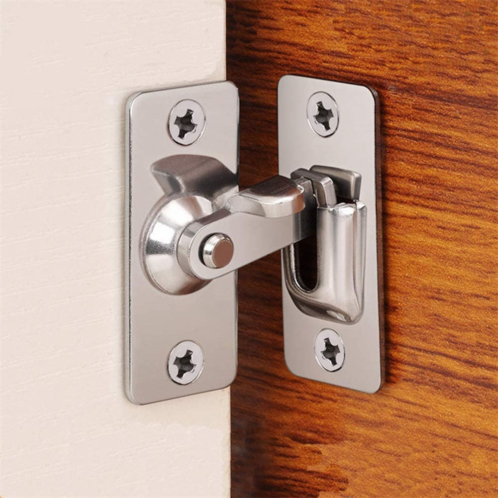 Door Lock With 4 Screw 90 Degree Barn Door Latch Bolt Hook Latch Drawers Cabinet Locks Right Angle Sliding Gate Lock Hardware