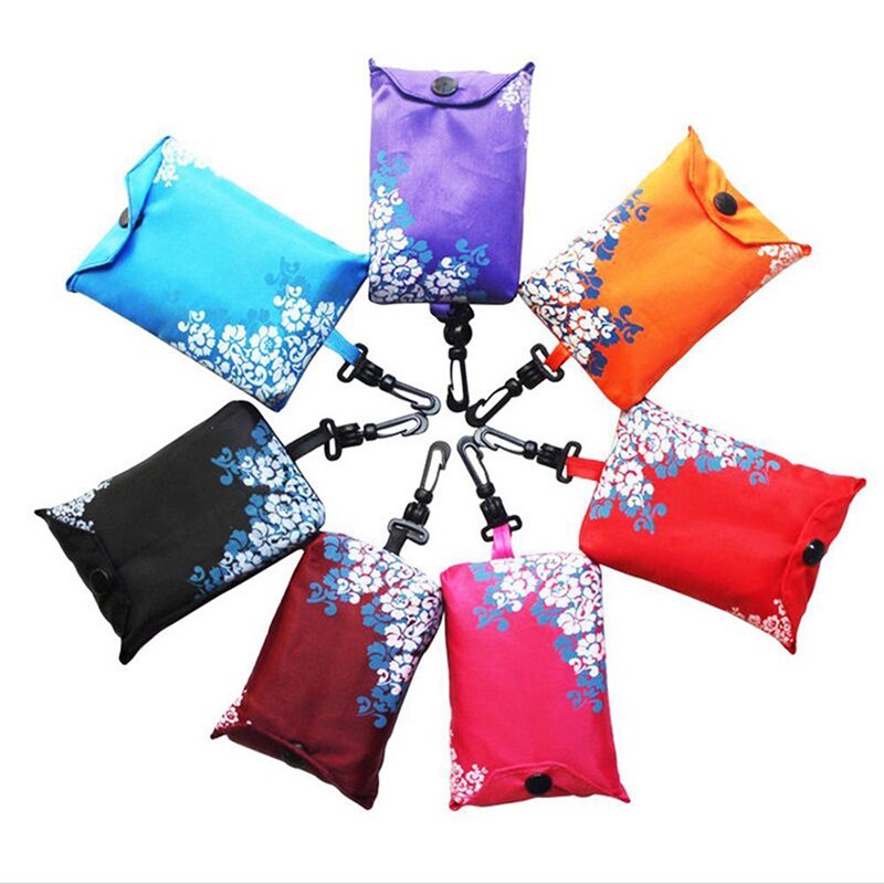 Bolso de compras plegable al azar, 1 pieza, , reutilizable, para almacenaje de alimentos con llavero, bolsa de mano práctica reciclada, a la