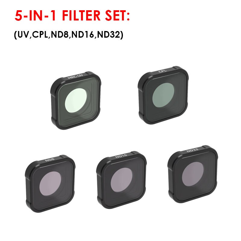 Per I Filtri delle Lenti Gopro Hero 9 Nero Set UV/CPL/ND4/8/16/32/64 di Azione accessori della macchina fotografica Per Go Pro Hero9 Filtro di Colore Alluminio: 5in1
