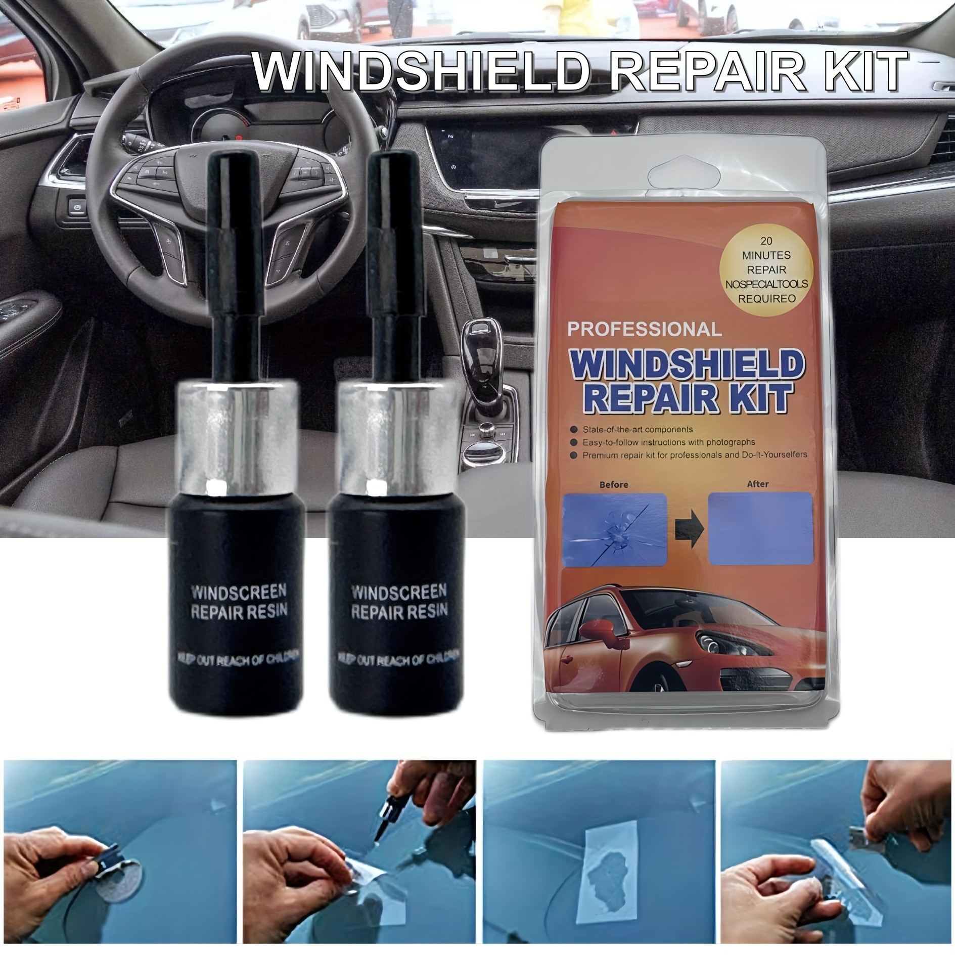Quick-Fix Nano-reparatieset voor auto- en camper-windschermen, scheurkit en lijm voor glasonderhoud amagi