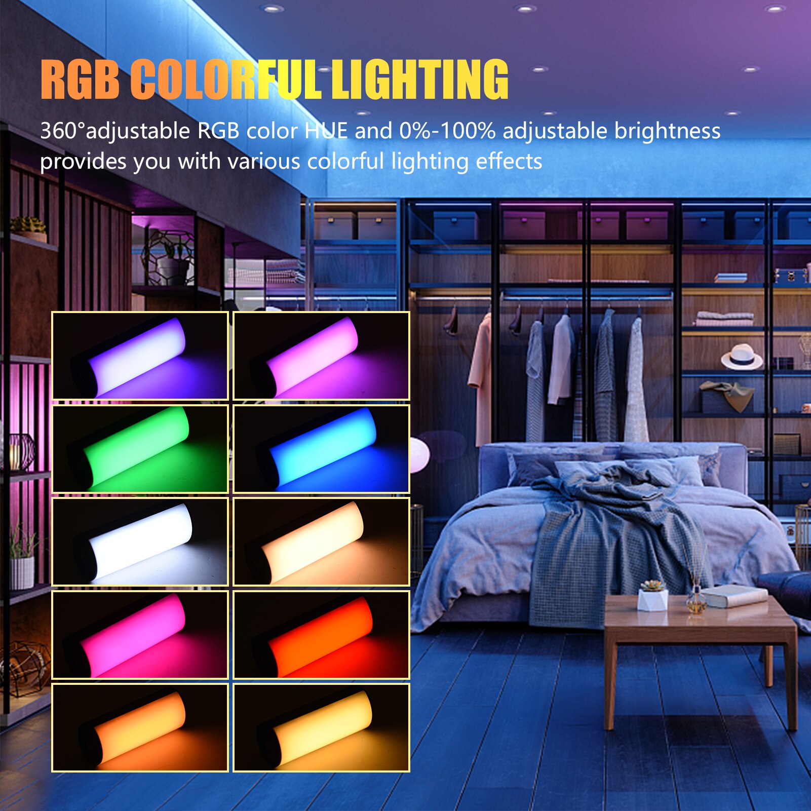 Andoer – Mini lampe LED RGB à manche magnétique, Tube lumineux, pleine couleur, lumière de Studio à intensité réglable pour photographie
