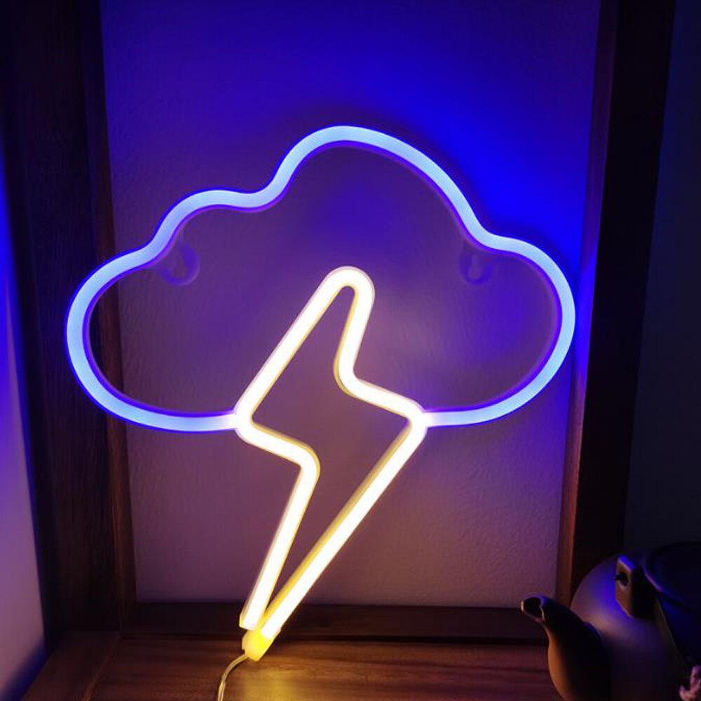 Lightning Bolt LED Neon Sign Flash Neon Light Hanging Wall Lamp Room Decor Light Wall Decor for Home Wedding Party Decorations