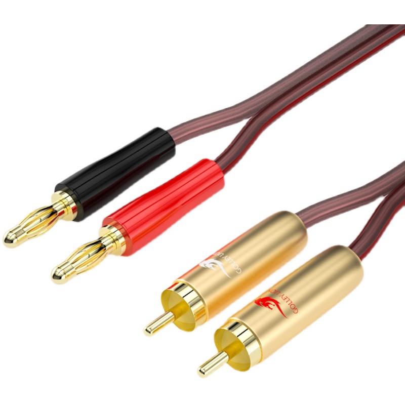 Hifi OFC Active Speaker Cable Dual RCA to Dual Banana Spade Plug 2Y 2.0 Pin for Sub-Woofer AMP Soundbox Cable 1M 2M 3M 5M 8M 10M: Red / 1m