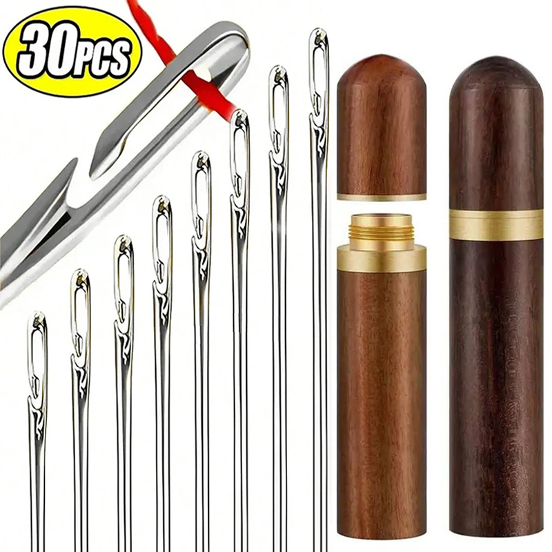 30 sztuk ślepa igła robić szycia osoby w podeszłym wieku ze stali nierdzewnej szybka automatyczna igła samonawlekająca szpilki robić szycia DIY dziurkacz nawlekacz igły