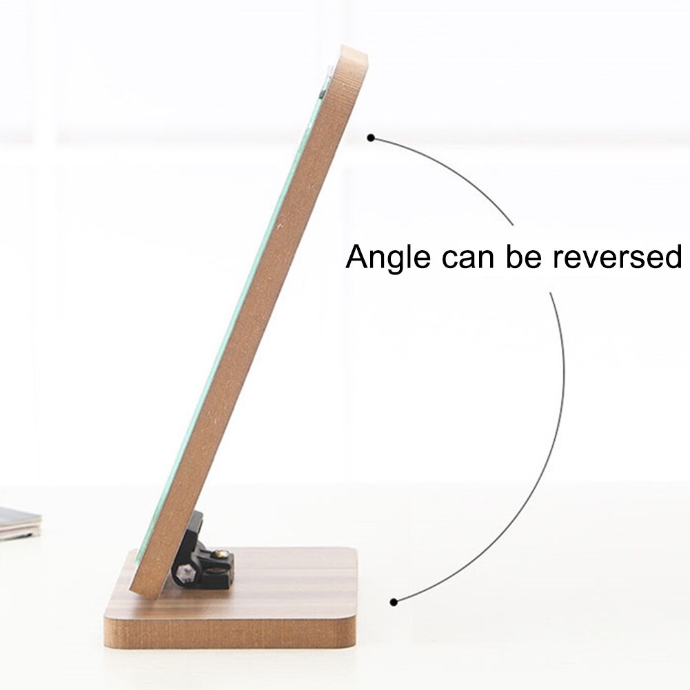 Small Desktop Portable Cosmetic Standing Compact Adjustable Angle Table 360 Degree Wooden Rotation Mirror Foldable Makeup Cute