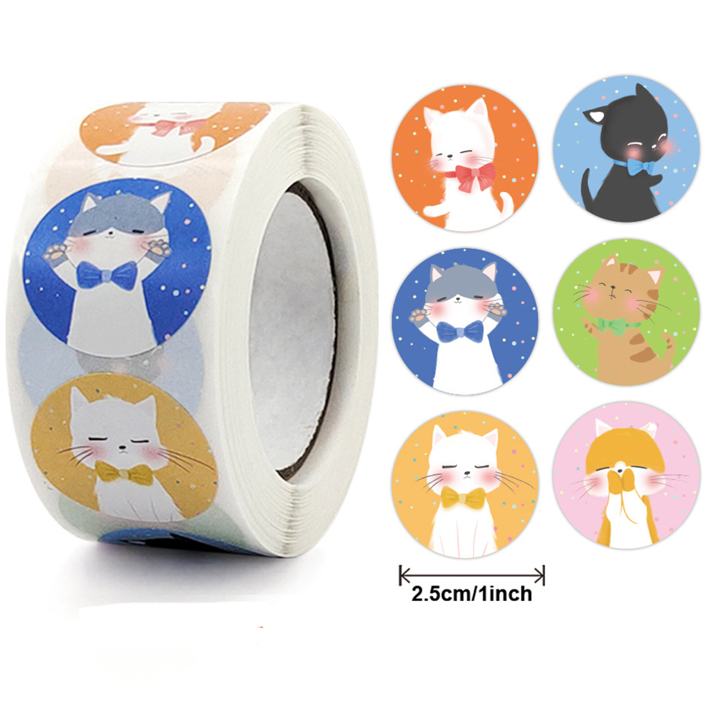 Autocollants ronds de remerciement d'animaux de dessin animé, ours mignon pour enseignants, autocollants de scellage faits à la main, 100 à 500 pièces: GRIS