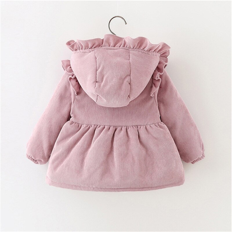 Winter Baby Mädchen Mantel Rüschen Rosa Mit Kapuze Jacke Plus Samt Verdicken Warme Jacke freundlicher Lamm Kaschmir Oberbekleidung Mäntel