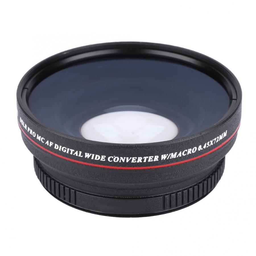 Videocámaras profesionales 72MM 0.45X lente gran angular cámara DSLR cámaras para 82mm filtro teleconvertidor para