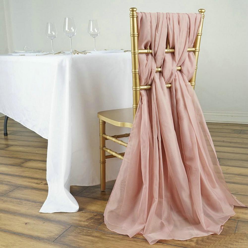 Fancy Chiffon Chair Sashes for Weddings Events Party Decoration Bridal Baby Shower Chair Sash Tulle Chair Tutu Skirt: old pink